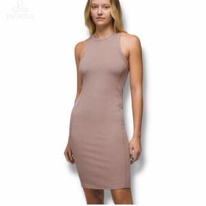 prAna Foundation Dress Mauve soft ribbed bodycon midi sleeveless tank racerback